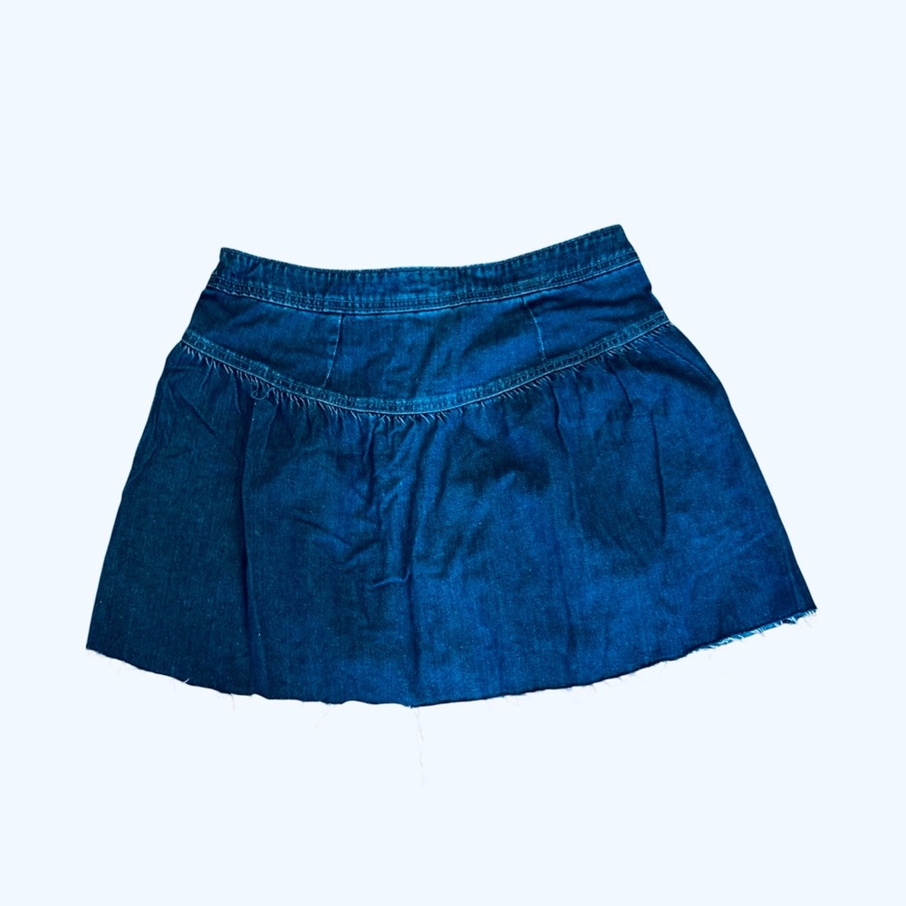 American Eagle AEO Denim Button Front Mini Skirt Lace up Western Country Jean 6 - Picture 6 of 8